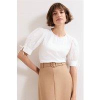 Phase Eight Women's Luella Woven Sleeve Top in White | Size: 14