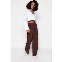 WOVCOR Women's High Waist Wide Leg Washed Jeans in Brown | Size: Small