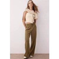 WOVCOR Women's High Waist Vintage Wash Straight Leg Jeans in Khaki | Size: 6