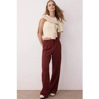 WOVCOR Women's High Waist Vintage Wash Straight Leg Jeans in Burgundy | Size: 6