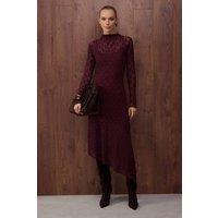 WOVCOR Women's Off Shoulder Ruffle Chiffon Mini Dress in Burgundy | Size: XL