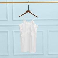 Soft Strokes Silk Women's Silk Chemise with French Lace in White | Size: 12