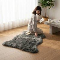 Infinity Leather Soft Real Sheepskin Natural Wool Single Rug - Single in Dark Grey | Size: 90 cm x 60 cm