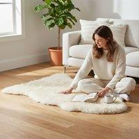 Infinity Leather Soft Real Sheepskin Natural Wool Single Rug - Single in Beige | Size: 90 cm x 60 cm