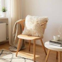 Infinity Leather Natural Sheepskin Real Wool Cushion in Beige | Size: 40 cm x 40 cm