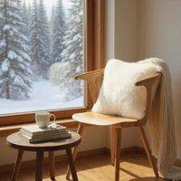 Infinity Leather Natural Sheepskin Real Wool Cushion in Ivory | Size: 40 cm x 40 cm