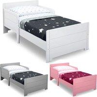 EONLION Classic Wooden Toddler Bed Safety Rail Guard - For Kids Boys & Girls in Pink