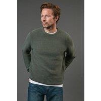 Maine Men's Tuck Stitch Yoke Crew Neck Jumper in Khaki | Size: 2XL