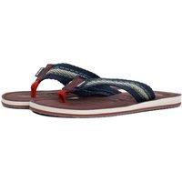 Weird Fish Men's Malham Leather Look Flip Flops in Dark Blue | Size: 10
