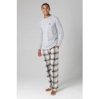 Tokyo Laundry Men's Cotton Crew Neck Pyjama Set in Mid Grey | Size: 2XL