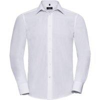 Russell Collection Men's Poplin Easy-Care Tailored Long-Sleeved Shirt in White | Size: 4XL