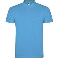 ROLY Men's Star Short-Sleeved Polo Shirt in Turquoise | Size: 3XL