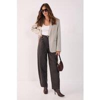 NastyGal Women's Barrel Leg Faux Leather Pants in Chocolate | Size: 8