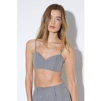 MissPap Women's Premium Embellished Bralet in Grey | Size: 16