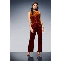 Dorothy Perkins Women's Tailored Crew Neck Button Down Waistcoat in Cinnamon | Size: 14