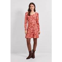Dorothy Perkins Women's Pink Animal Sweetheart Neckline Empire Seam Mini Dress | Size: 14