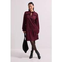 Dorothy Perkins Women's Petite Brown Animal Tie Neck Tiered Smock Jersey Mini Dress | Size: 12
