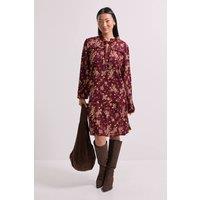 Dorothy Perkins Women's Petite Yellow Floral Tie Neck Tiered Smock Jersey Mini Dress | Size: 10
