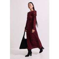 Dorothy Perkins Women's Petite Berry Leopard Keyhole Midi Dress in Animal | Size: 6