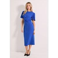 Dorothy Perkins Women's Twist Front Angel Sleeve Pencil Dress in Cobalt | Size: 12