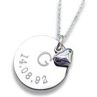 Aye Do Gifts Women's Personalised Date & Letter Necklace with Mini Heart in Silver | Size: 18 inches