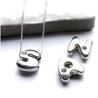 Aye Do Gifts Women's Diamante Initial Alphabet Silver Necklace | Size: 18 inches