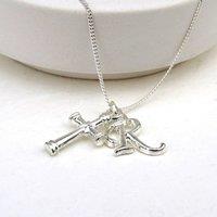 Aye Do Gifts Women's Personalised Initial Cross Charm Necklace in Silver | Size: 16 inches