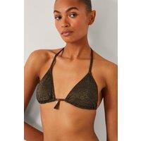 Monsoon Women's Mia Glitter Triangle Bikini Top Black | Size: 20