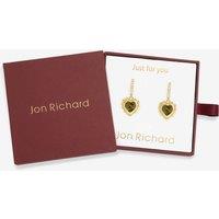 Jon Richard Women's 14Ct Gold Plated Heart Birthstone Huggie Earrings - August