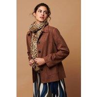 Izabel London Women's Faux Suede Button Front Shirt Jacket in Brown | Size: 8