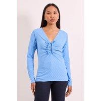 Principles Women's Front Tie Rushed Jersey Top in Blue | Size: 12