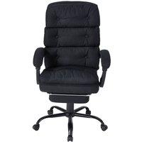 Living and Home Ergonomic Adjustable High Back Office Chair with Footrest & Linen Seat in Black
