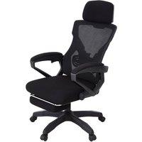 Living and Home Adjustable High Back Mesh Office Chair with Footrest & Lumbar Support in Black