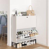 Dprodo Wooden 2 Drawer Shoe Cabinet, 100CM Height in White | Size: 100 cm x 80 cm