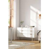 Freestanding Storage Cabinet - 6 Textured Drawers in White