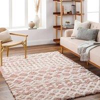 Livabliss Urban Shag-Geometric Beige Blue Pink Grey Soft Plush Pile Living Bedroom Rug in Peach | Size: 130 cm x 190 cm