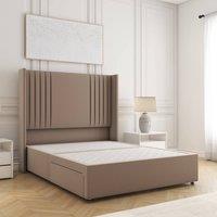 BSSPOKE Cheshire Divan Bed Plush Velvet 54 Headboard No Mattress No Drawers in Taupe | Size: Double
