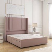 BSSPOKE Cheshire Divan Bed Plush Velvet 54 Headboard No Mattress No Drawers in Pink | Size: Small Double