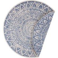 THE RUGS Lilja Vintage Round Rug Indoor Outdoor Reversible Durable Easy Care in Blue | Size: 200 cm diameter