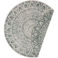 THE RUGS Lilja Vintage Round Rug Indoor Outdoor Reversible Durable Easy Care in Green | Size: 140 cm diameter