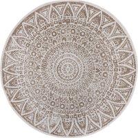THE RUGS Lilja Vintage Round Rug Indoor Outdoor Reversible Durable Easy Care in Natural | Size: 140 cm diameter