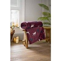 The Lyndon Company Hounds Printed Soft 140 x 180cm Burgundy Throw - Plush Decorative Blanket | Size: 140 cm x 180 cm