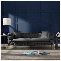 Home Detail Jaguar 3 Seater Sofa Chesterfield Design Velvet in Dark Grey