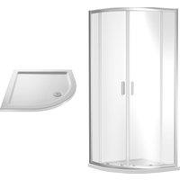 Balterley Ruwa Shower Bundle: Door, Panel & Tray, 800 x 800 mm Chrome/White in Silver