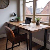 TRL Handmade Furniture Rustic Office Desk - Grey Wash in Brown | Size: 180 cm x 70 cm