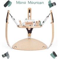 Little Hoppa 3-in-1 Mono Mountains, Wooden Baby Gym, Bouncer & Activity Table in Light Brown