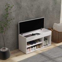 HOMCOM Sit-On Shoe Storage Unit w/ Hidden Compartment Handles in Cream
