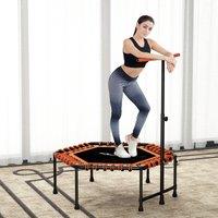 SPORTNOW 45" Fitness Trampoline with Adjustable Handle, LED Lights, Orange