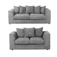 SNUG FURNITURE BIRMINGHAM LTD Camden Jumbo Cord 3+2 Sofa Set in Grey