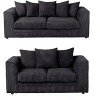 SNUG FURNITURE BIRMINGHAM LTD Camden Jumbo Cord 3+2 Sofa Set in Black